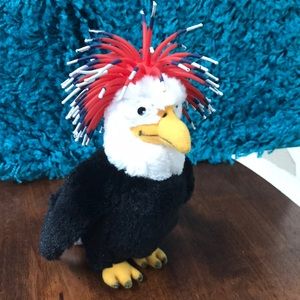 🍀2/10.00🍀 Zibbies Bald Eagle Plush Toy Red White Blue Rubber Hair
